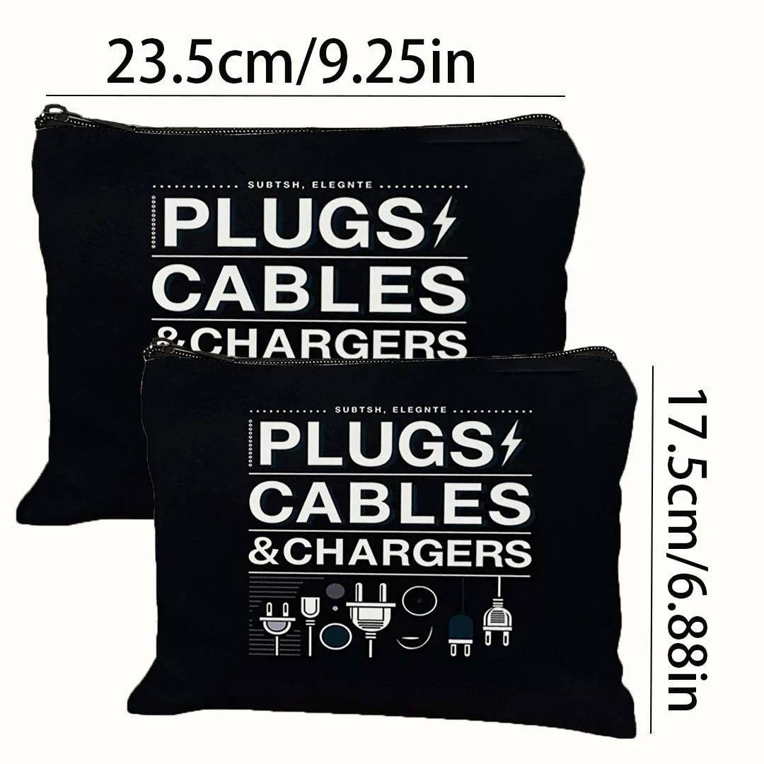 Unisex Adult Cosmetic Pouch, Mini Makeup Bag,Polyester Accessory Simple Fashion Coin Storage Square Bag Charging Socket