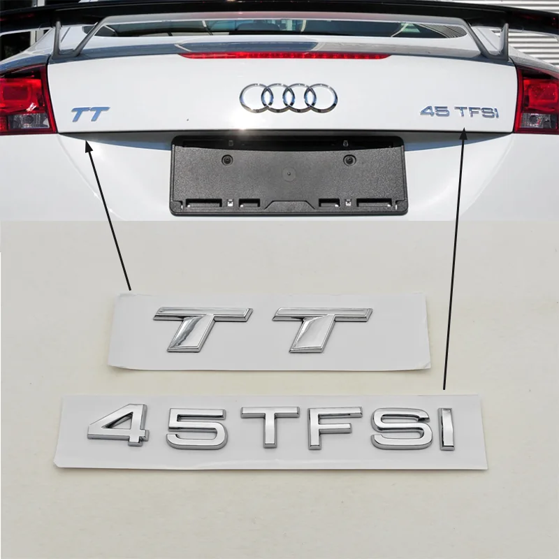 1pc 3D ABS Chrome Black Car Sticker Logo TT 40 TFSI 45 TFSI Rear Trunk Badge Emblem Decals For Audi TT 45TFSI 40TFSI Accessories