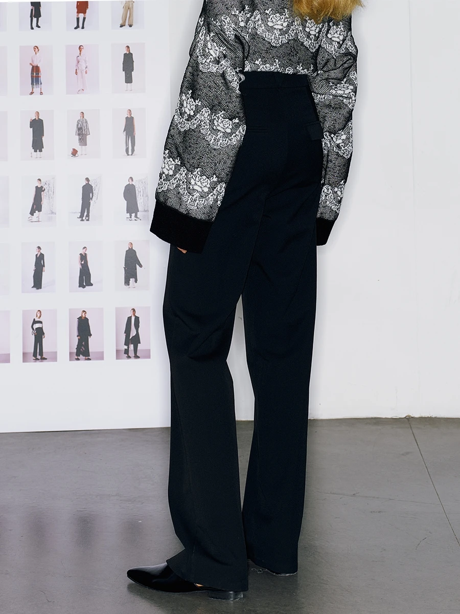 

Casual Accordion Design West Pants Long Trousers Sli Slim Fit mid Waist for Ele Ladies Autumn Faion Ladies Pants