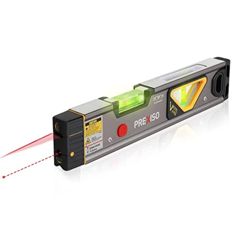 

2-in-1 Laser Level with Built-in Spirit Level and Illuminated Display for Precise Alignment up to 100 Feet Long-Range Leveling