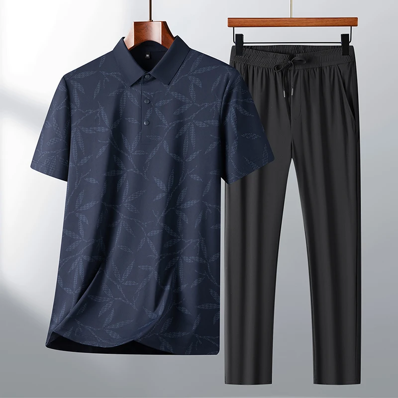 

Summer New Style Printed Fashionable Breathable Short-Sleeved T-Shirt Straight-Leg Pants Set
