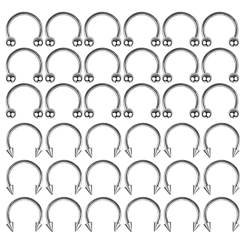 36PC Stainless Steel Horseshoe Septum Piercing Lot Horseshoe Nose Piercing Ring Bulk Fake Nose Ring Horseshoe Earring Cartilage