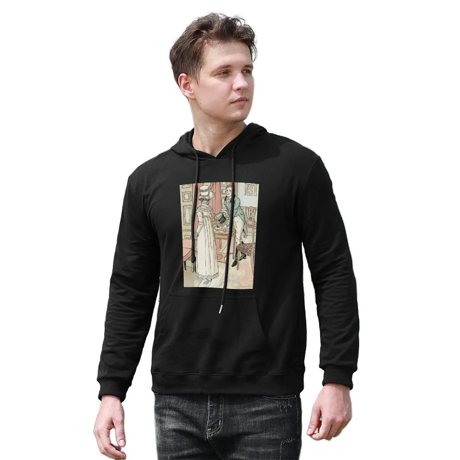 Charles Edmund Brock - Jane Austen His Question Pullover Hoodie mens clothing anime clothing pullover hoodies