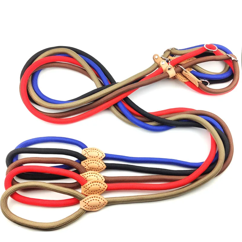 Dog Leash Slip Rope Lead Leash Heavy Duty Braided Rope Adjustable Loop Collar Training Leashes for Small Medium Dogs