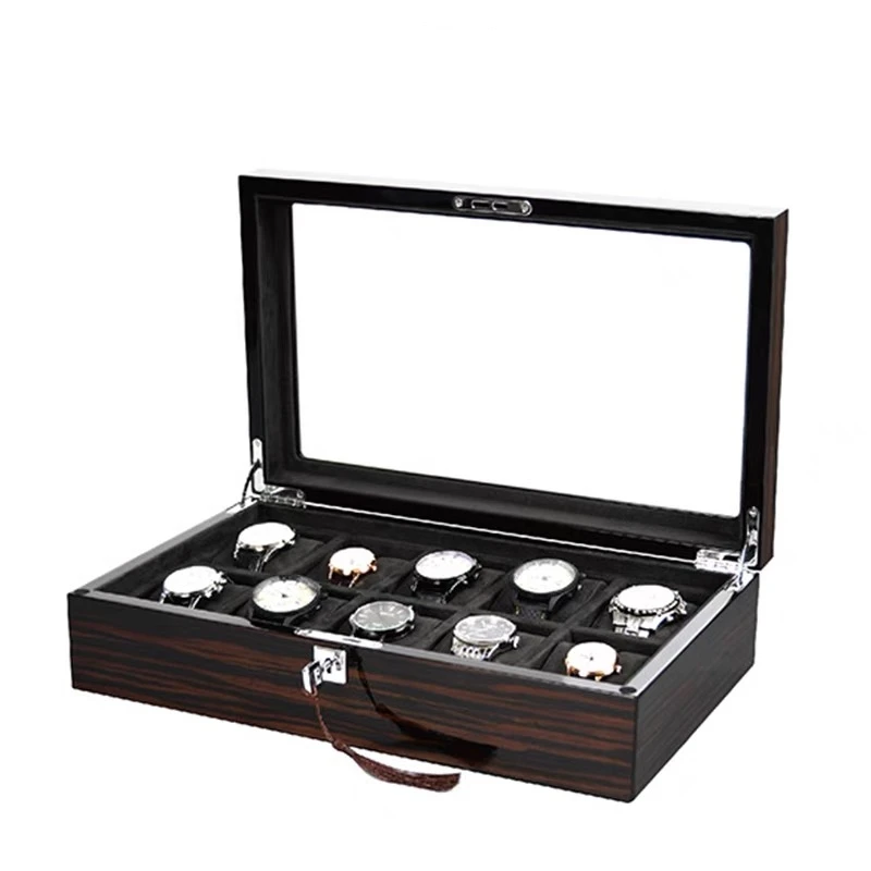 High Grade Baking Varnish Ebony Grain Watch Box Jewelry Display Box Designer Brand Storage Case Maquillaje Sin Etiqueta Luxury