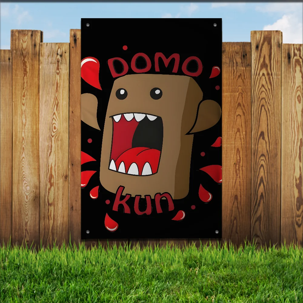 Cartoon Cute Domo-kun Flag For Garden Flags Party Living Room Home Balcony Wall Decor Banner Bedroom Tapestry Outdoor