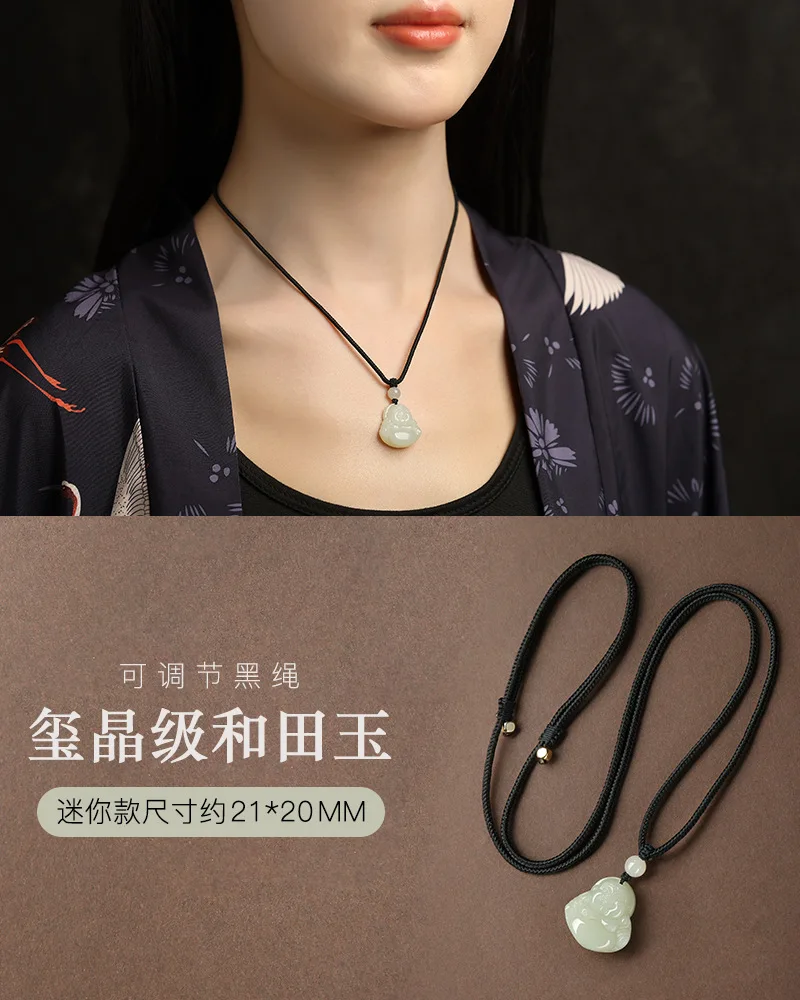 Natürliche Achat Litschi Gelee Schlüsselbein Kette Unisex Guanyin Buddha Halskette Ornament Urlaub Geschenk