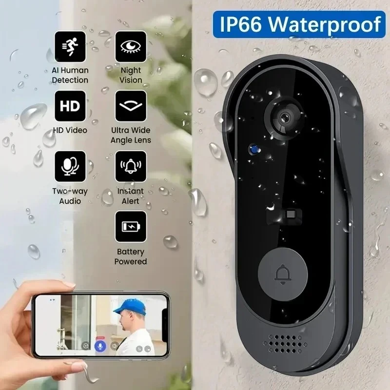 Tuya sonnette avec caméra sans fil Bundle vidéo sonnette WIFI HD téléphone extérieur porte cloche caméra sécurité vidéo interphone IR nuit
