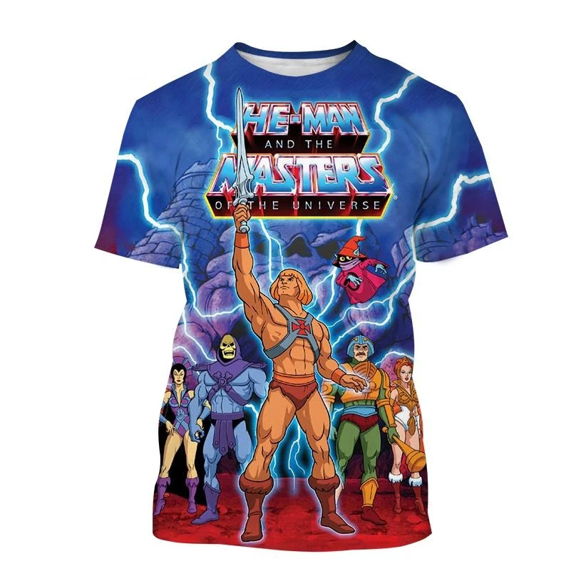 2024 New Masters of the Universe He-Man 3D T-shirt Fashion Men\'s Personality Cool Anime Creative Short Sleeve Kids Funny Tees