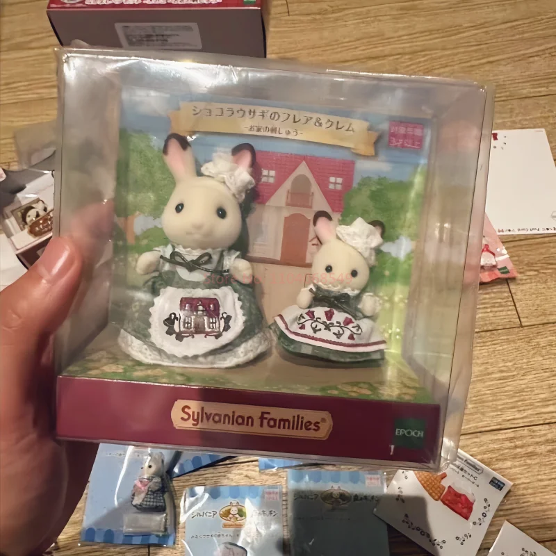 Sylvanian Familien begrenzte Stile Erdbeer bestickte Schokolade Kaninchen Set Zubehör Spielzeug niedlichen Flock puppe Spielzeug Weihnachts geschenke