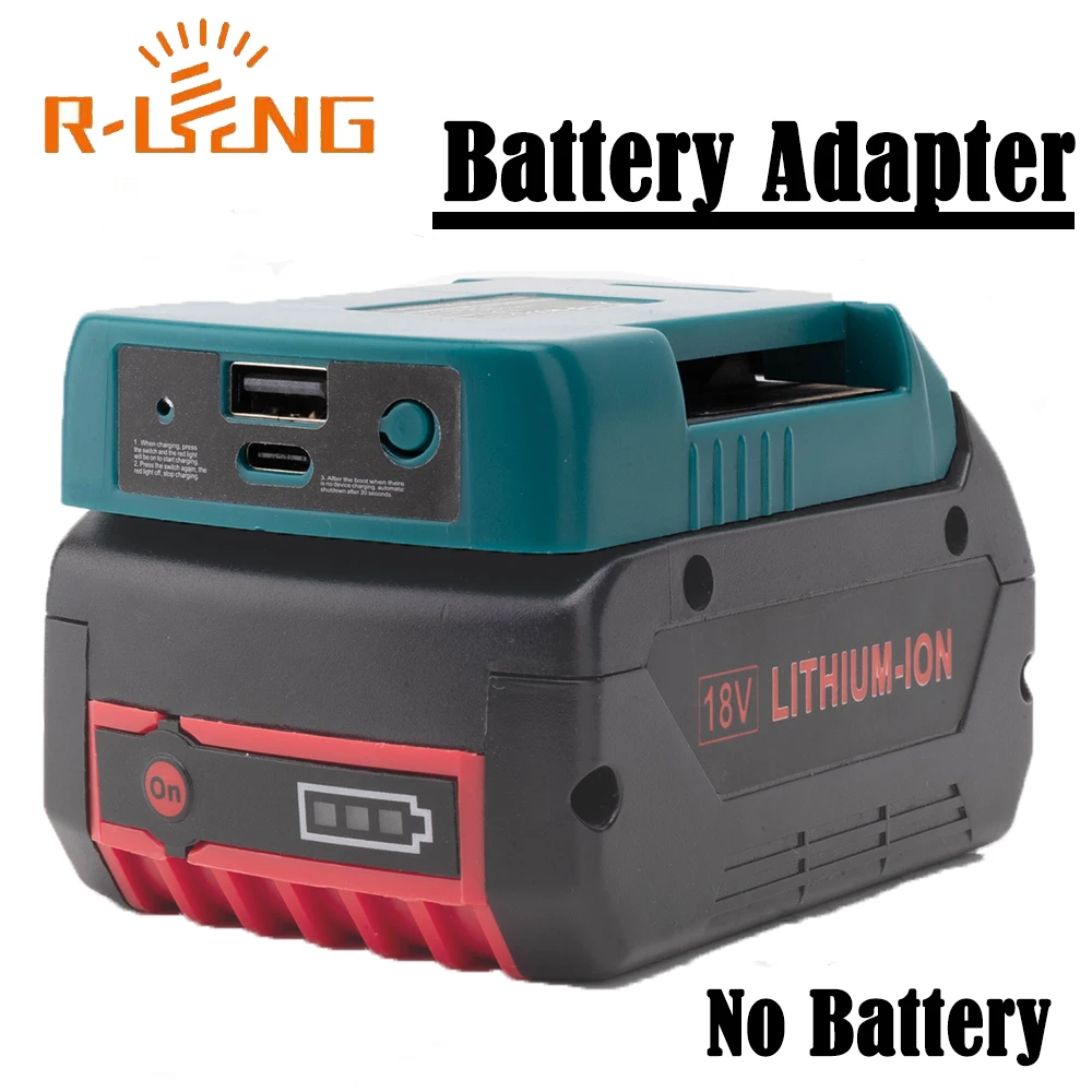 

Power Bank For Bosch 18V BAT609 BAT610G Battery Charger With USB With Type-C Holder Adapter Fast Charging(Can't charge battery)