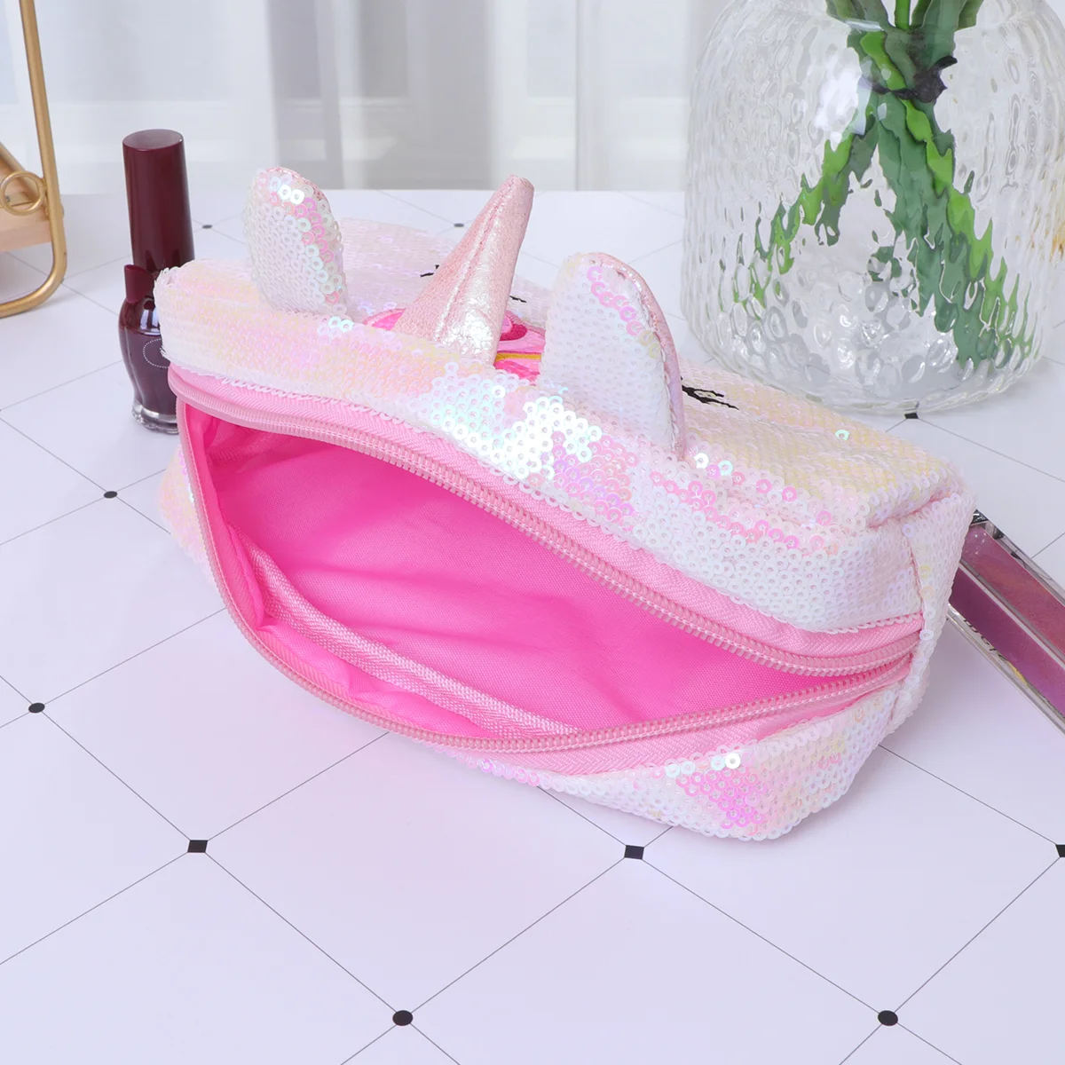 

High Capacity Child Glitter Pencil Pouch for Kids Sequin Makeup Bag Multifunction