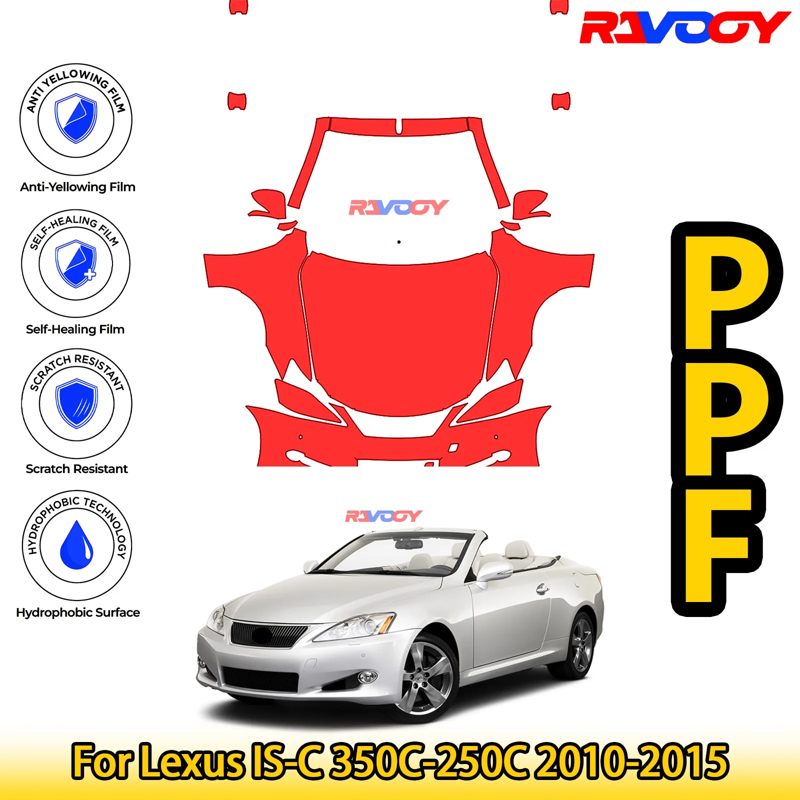 

Для Lexus IS-C 350C-250C 2010-2015 глянцевая матовая черная предварительно вырезанная передняя PPF комплект защитной пленки для краски