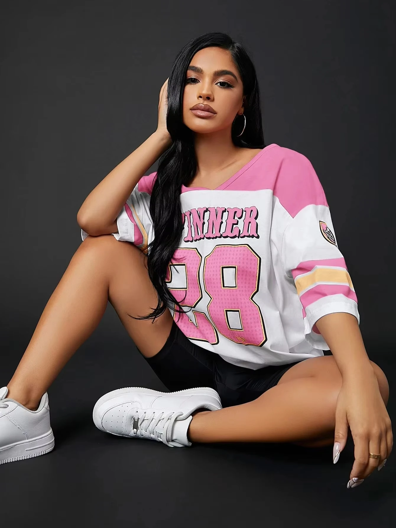 Women\'s New Football And Baseball Jersey Short Sleeved T-shirt Loose Fashionable Breathable Quick Drying Oversized Top Clothing