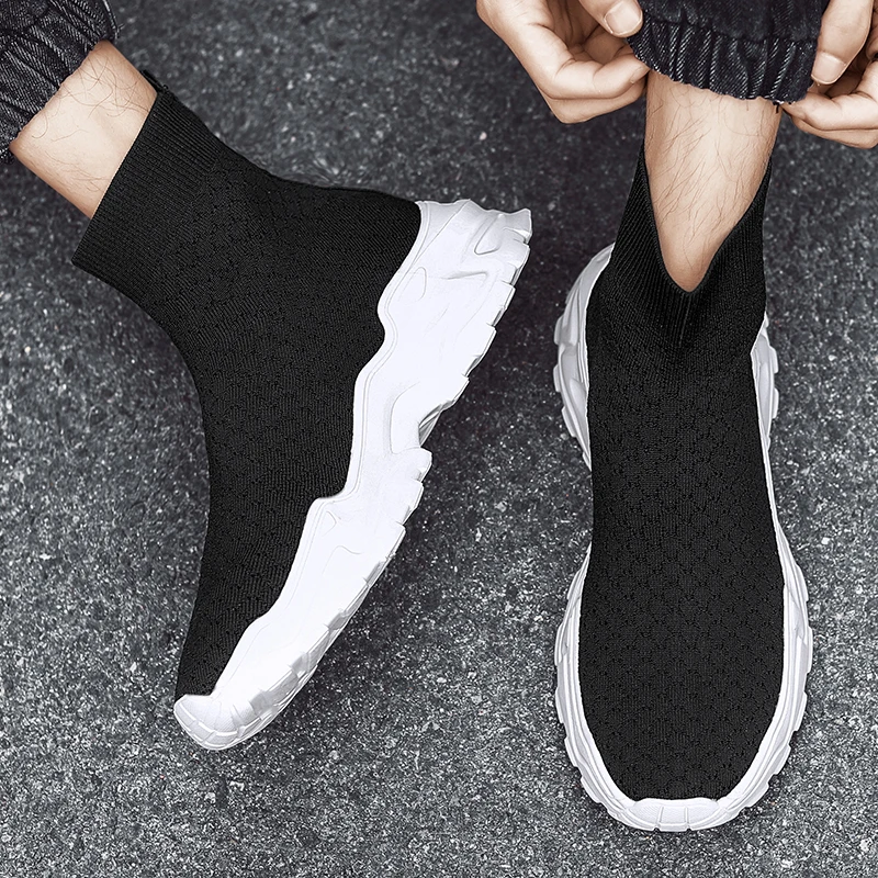 New 2023 Socks Shoes Black Sneakers Men Slip-On Summer Mesh Non-leather Casual Shoes Man Fashion Tennis Comfortable Breathable