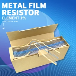 Resistencia de película metálica, Serie de resistencias de 1/4W 0,1r ~ 100 M 2,2, 1% W 1R 10R 47R 100R 220R 470R 1K 0,25 K 10K 22K 2,2 K 100K 1M ohm, 100 Uds.