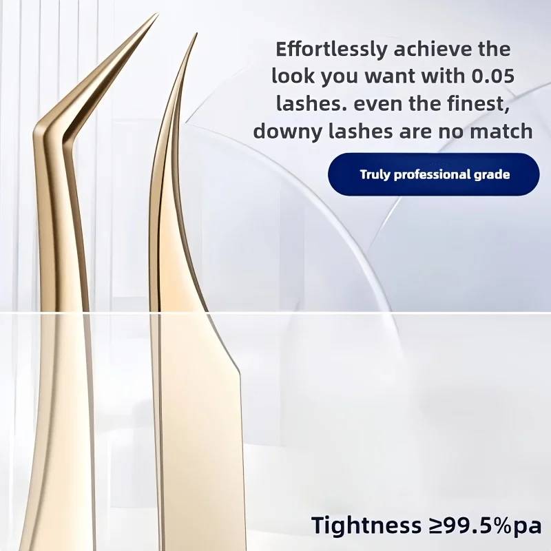 1/3 Stück goldene Pinzetten für Wimpernverlängerung, hochpräzise Wimpernzange, Augenbrauenpinzette, geeignet für professionelle Wimpern