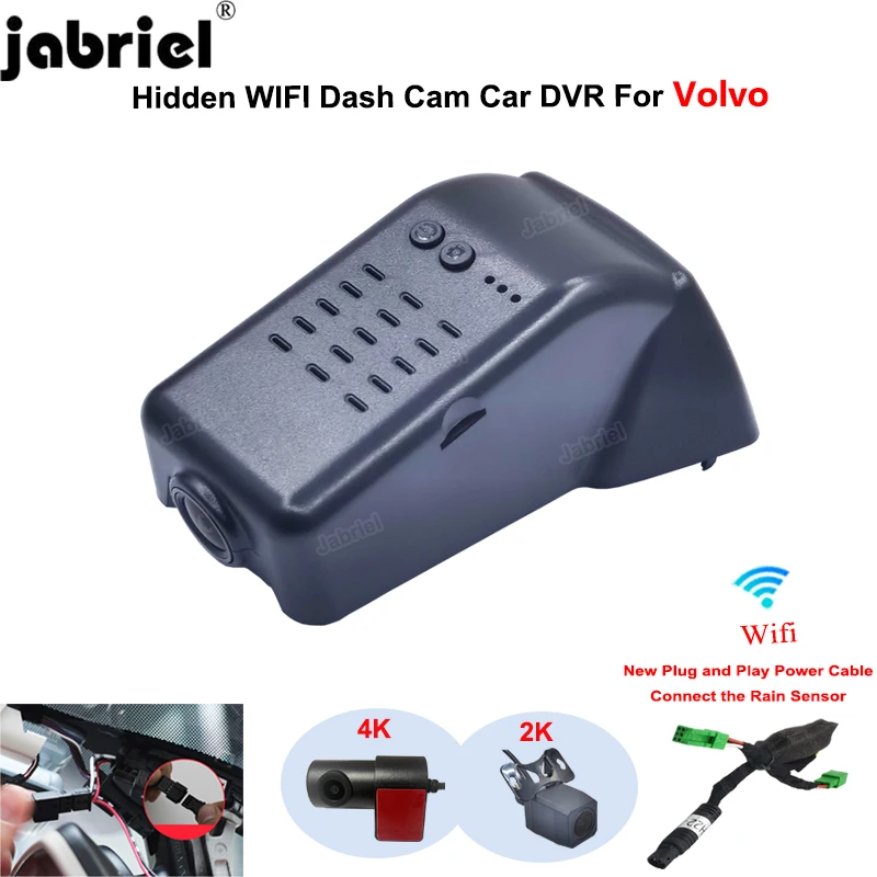 Jabriel For Volvo S60 2023 for Volvo XC60 V90 S90  2021 2022 Dash Cam Front Rear Camera DVR 4K Wifi Plug and Play Video Recorder - view 2