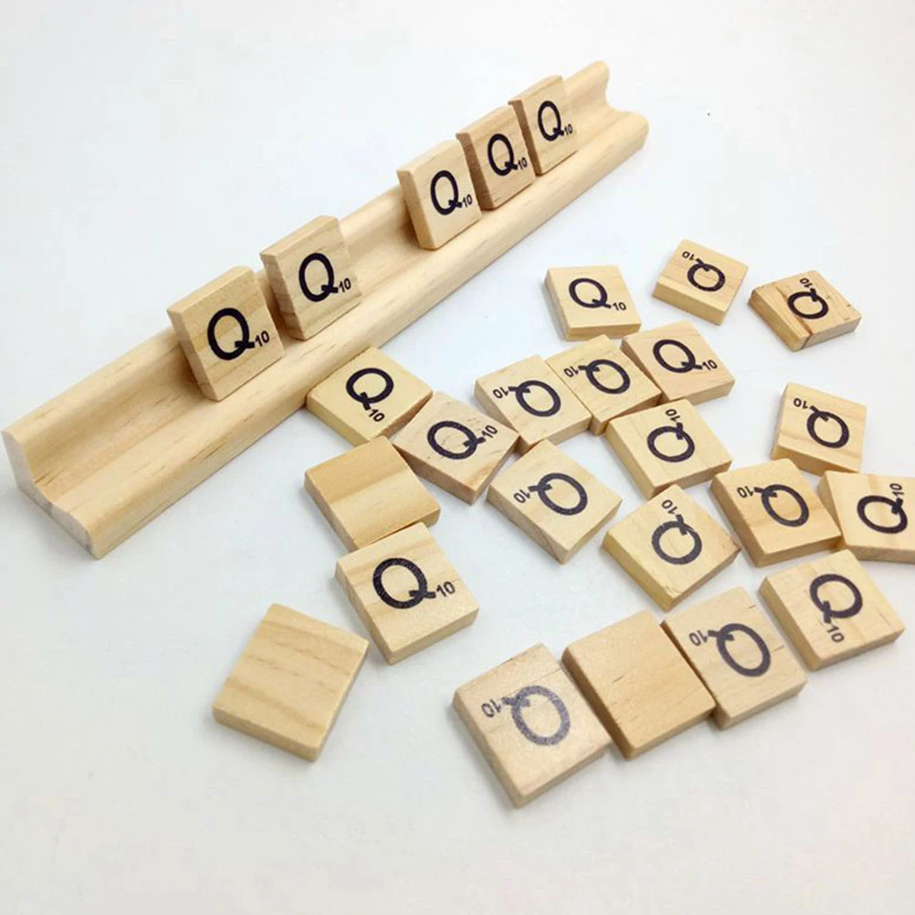 

6pcs Diy Wooden Domino Trays Decorative Domino Holders Mexican Train Tile Racks Aesthetic Craft Letter Display Stands
