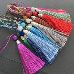 10Pcs Tassels Silky Handmade Soft Tassels Jade Bead Tassel DIY Craft Jewelry Bookmark Key Chain Decor Pendant Smooth Fringe Trim