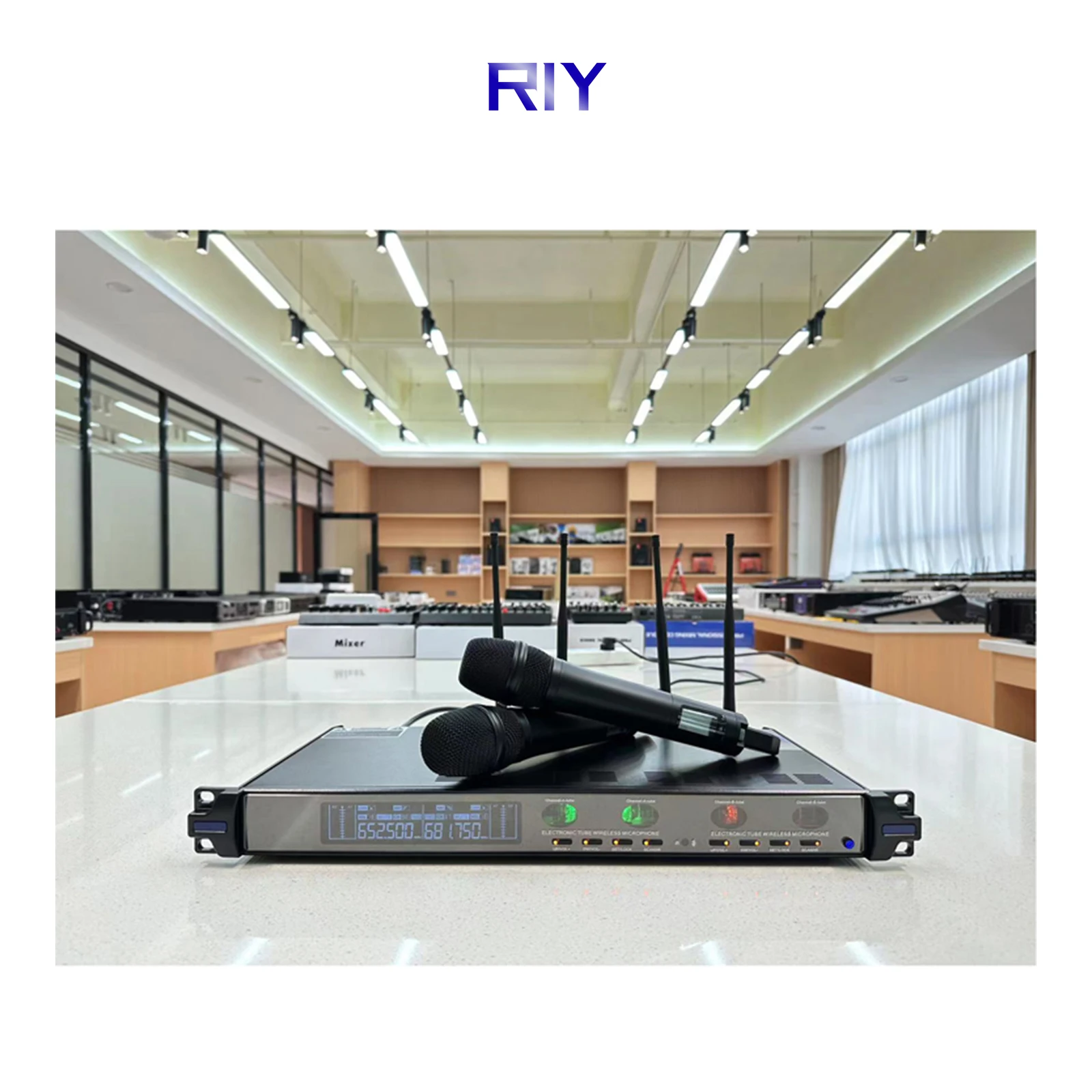 

RIY-12A Dual Channel Tube Wireless Microphone 4 Antennas Electronic Technology Wireless Microphone