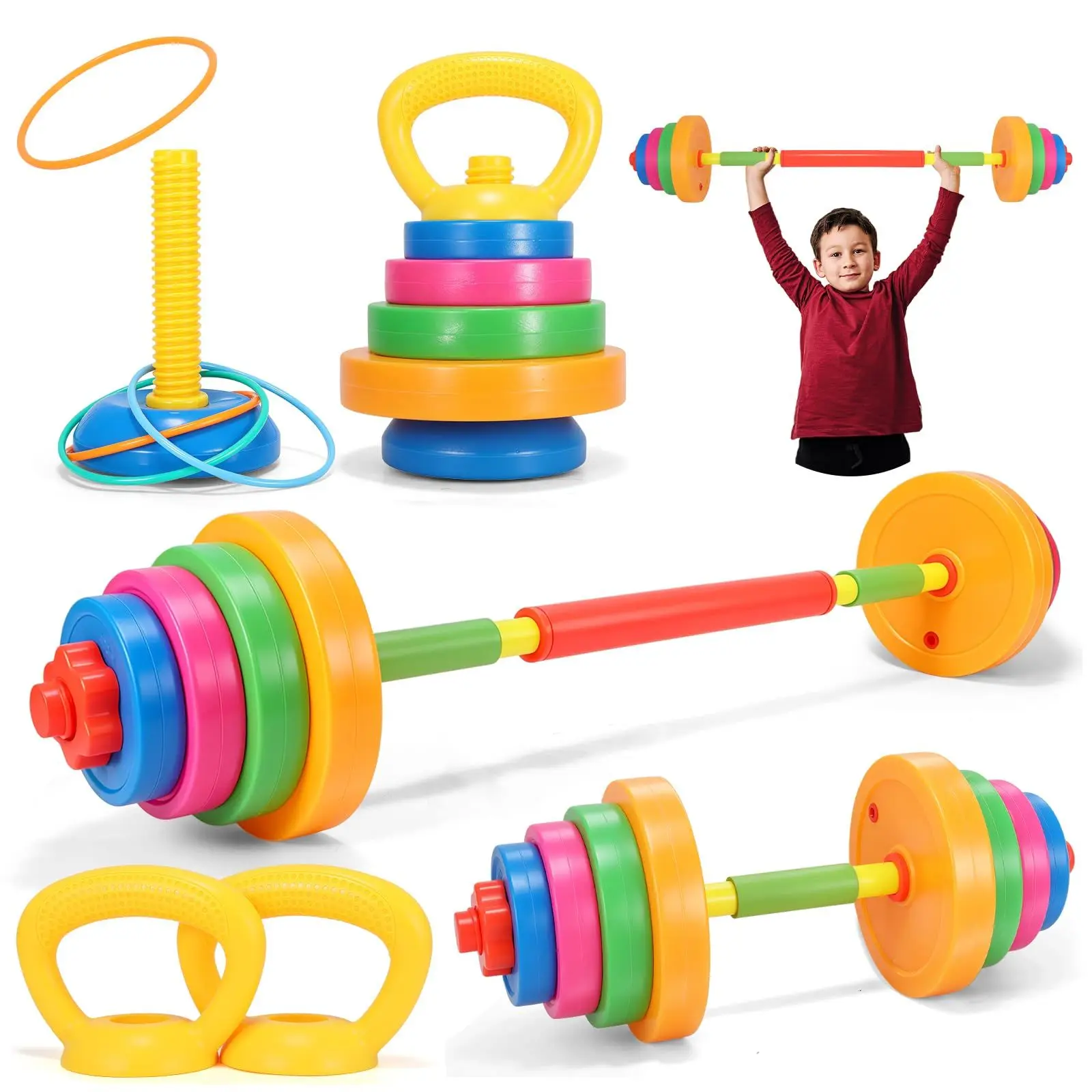 Kids Kettlebell Set Adjustable Workout Toy Equipment for Child Encourages Motor Skill Development Core Stability and Active Play