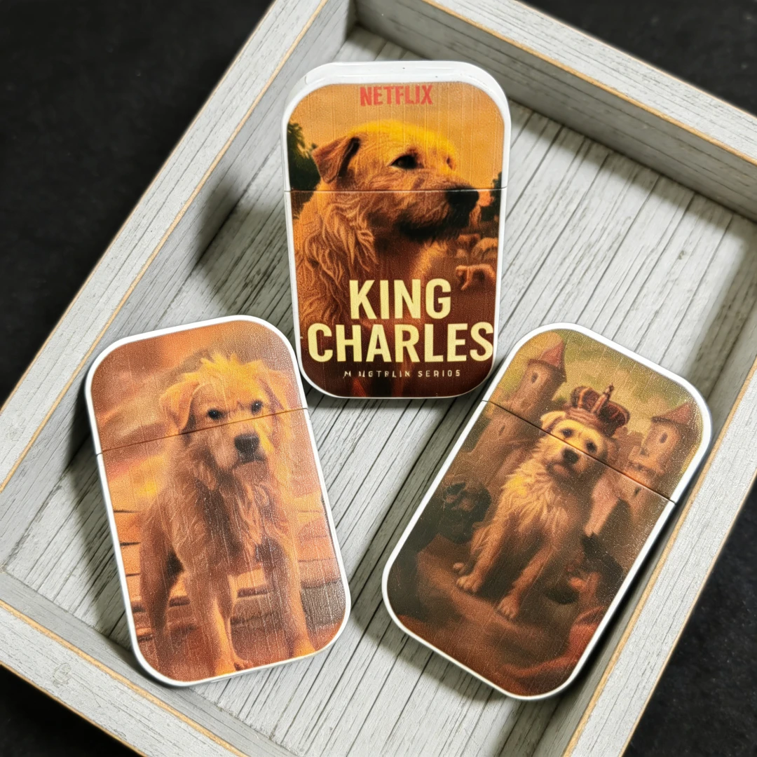 

King of Dog Ultra-thin Torch Lighter with Pink Flame Windproof Flame Butane Portable High Firepower Lighter Women's Smoking Gift