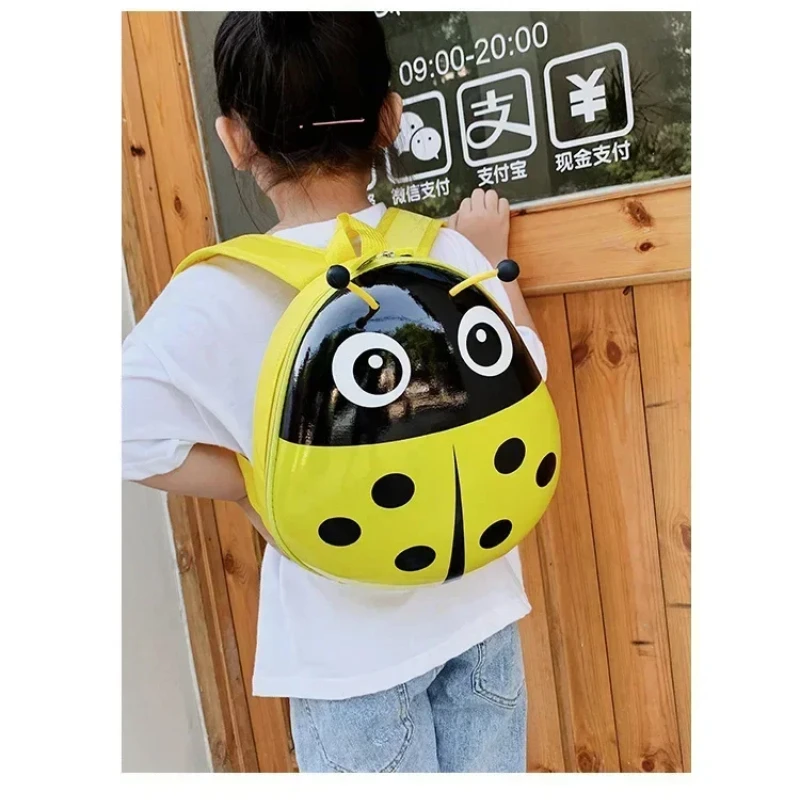 2024 New Eggshell Children\'s Bag Foreign Style Ladybug Pattern Kindergarten Boys and Girls Students Class Backpack Schoolbag