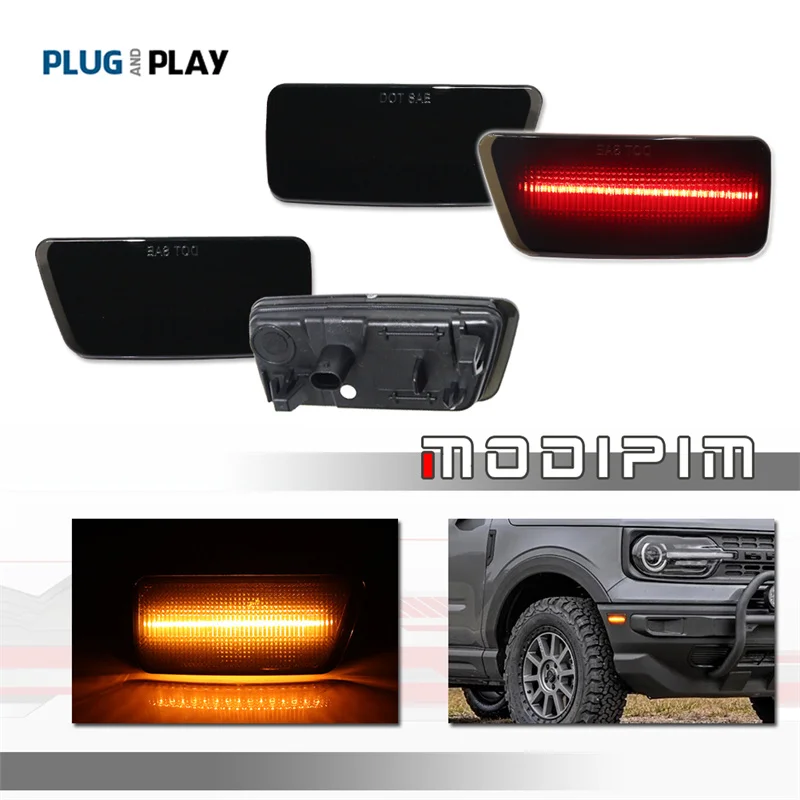 Car Front Rear Bumper Side Marker Turn Signal LED Lights For Ford Bronco Sport Badlands/Base/Big Bend/Outer Banks/First Edition