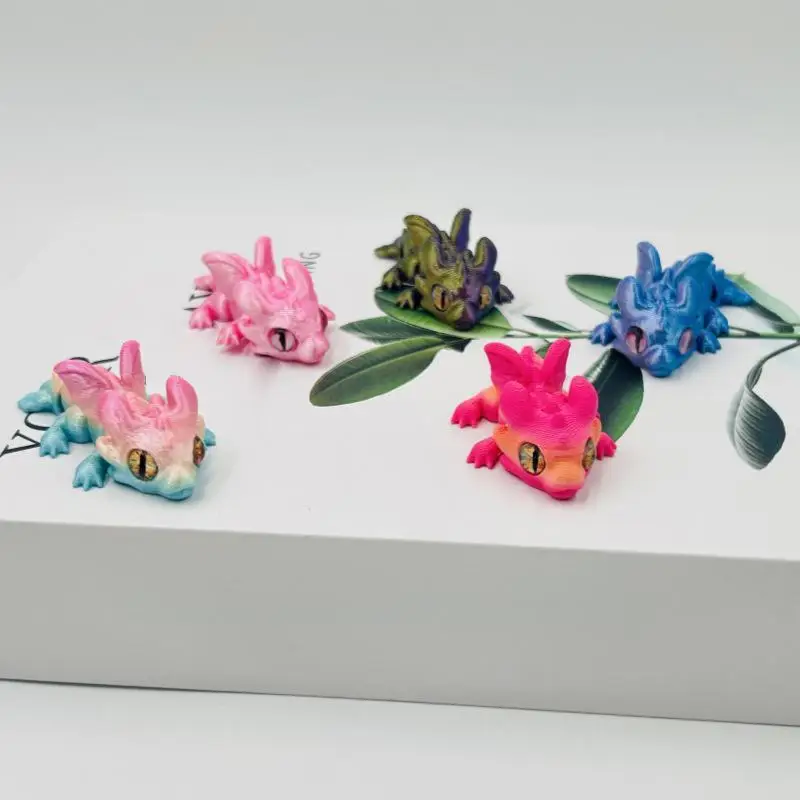 New 3D Printed Mini Flying Dragon Figures Animal Toys Multi-Joint Movable Simulation Eyes Fidget Toy Home Accessories Christmas
