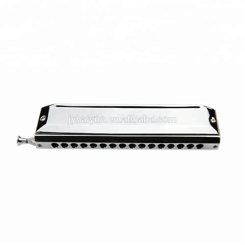 Seasound Chromatic Harmonica Wood Case Silver Resin Stainless Steel Professional ABS JH1664 Factory Oem 16 Holes 64 Tones 50 Pcs