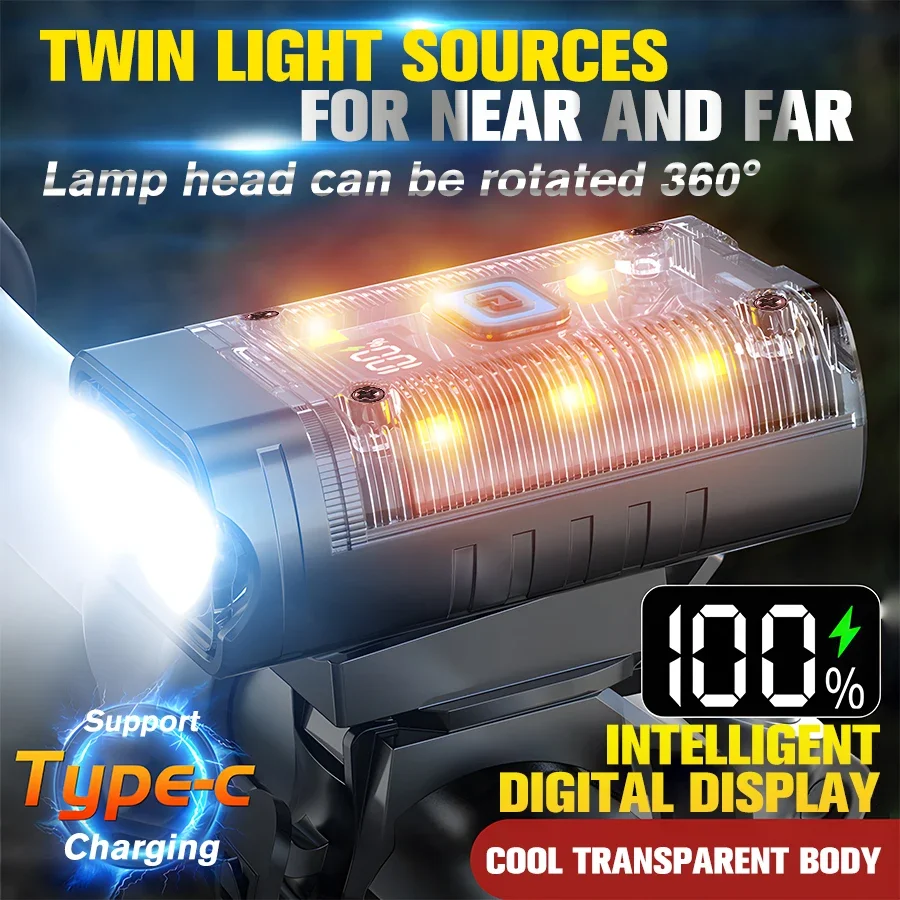 ไฟฉายคาดศีรษะจักรยาน LED T6 กำลังสูง พร้อมไฟแฟลชเพื่อความปลอดภัยกลางแจ้ง ไฟหน้าจักรยานแบบชาร์จได้สำหรับจักรยานเสือภูเขา