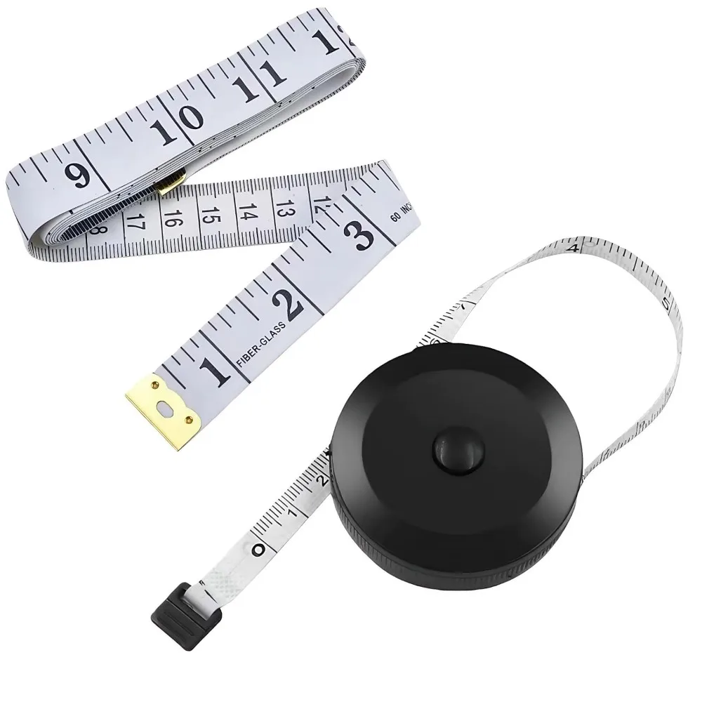 Soft Tape Measure Set of 2 Pack 60 Inches 150 cm Double Scale Retractable Body Measuring Tape for Accurate Body Measurements Sewing Fabric Cloth Tailoring Clothing Apparel Making Weight Loss Fitness Chest Waist Hip