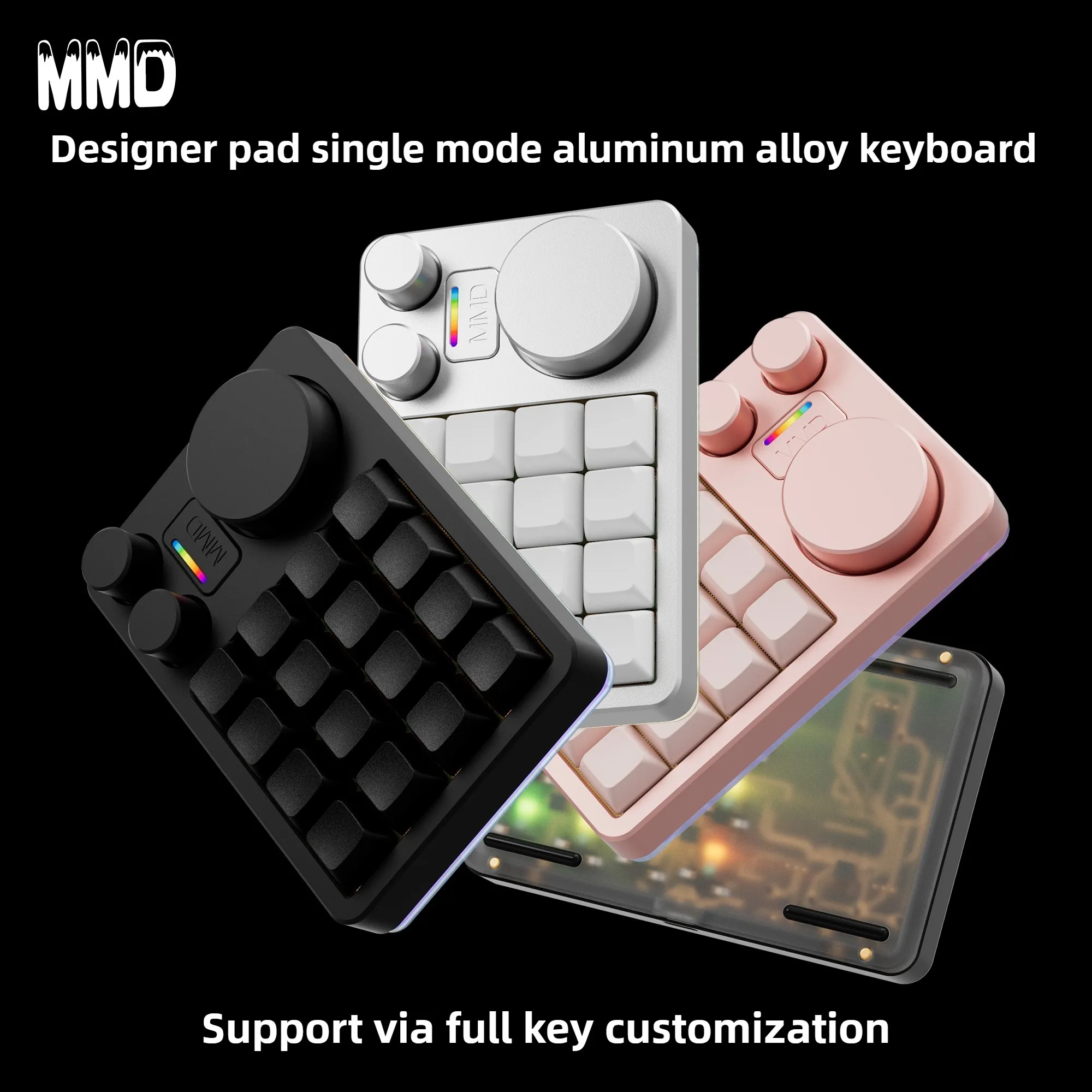 MMD KM16 Aluminum Alloy Keyboard Numeric Keypad With Knob Wired 16Keys Hot-swap RGB For Financial Accounting Support VIA