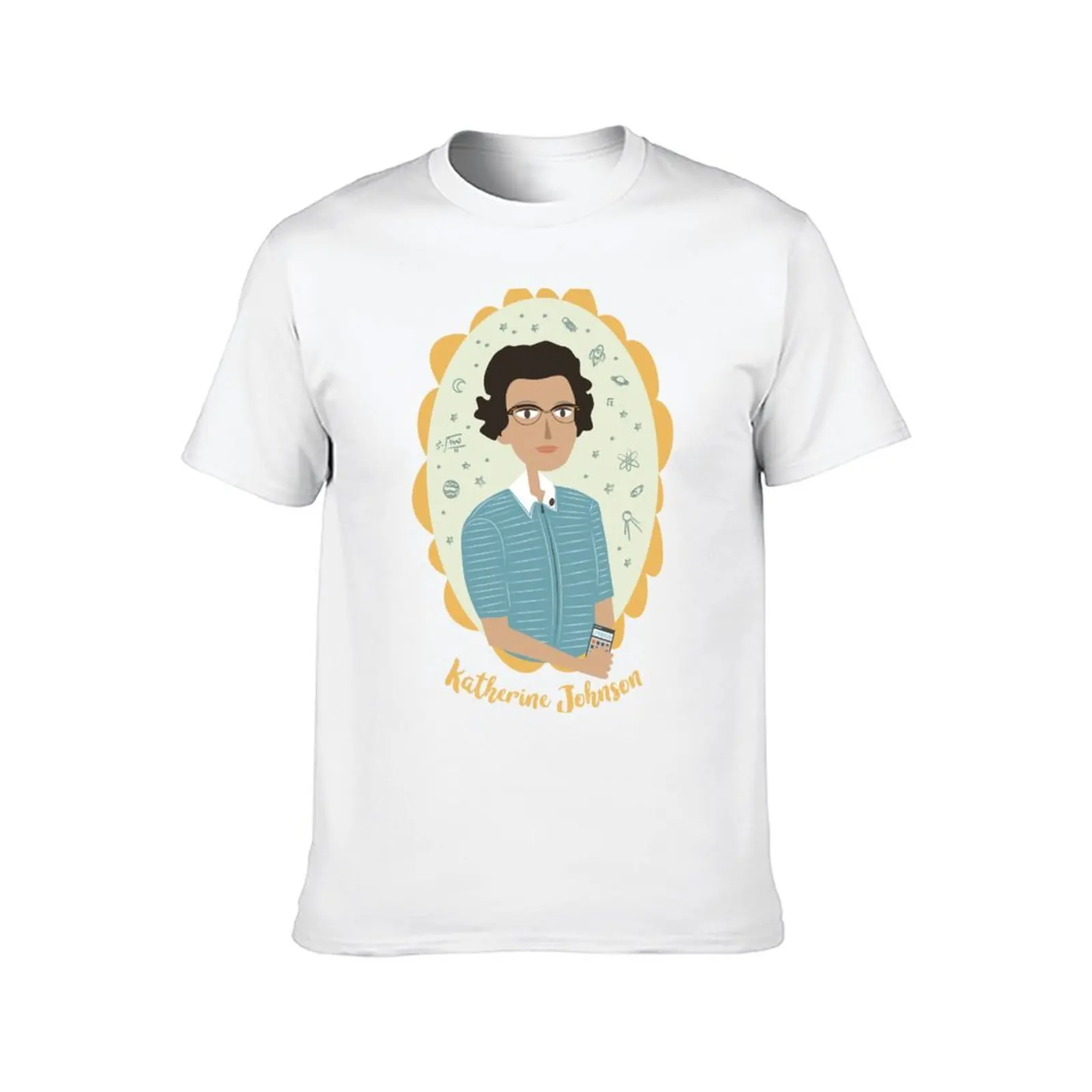 نساء العلوم: كاثرين جونسون تي شيرت مضحك تي شيرت رجل أسود قطن تي شيرت عادي للرجل حزمة تي شيرت