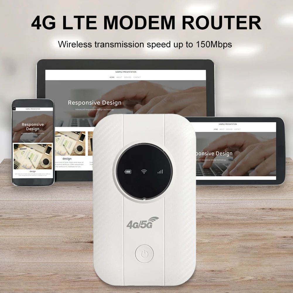 4G LTE Mobile WiFi Router 3650mAh 150Mbps Pocket Mobile Hotspot Up To 10 Users with SIM Card Slot Portable WiFi Hotspot for Car