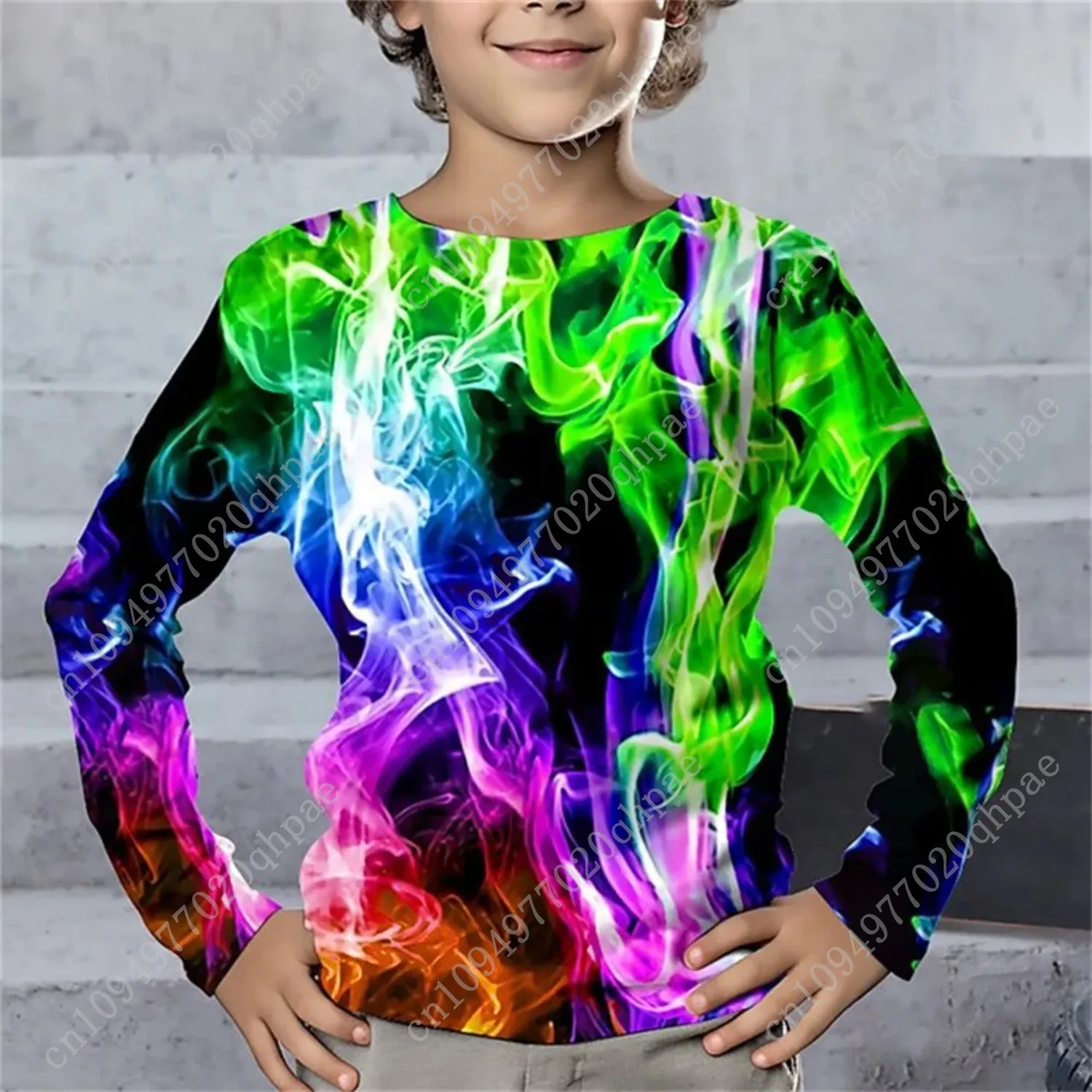 ملابس الأطفال التي شيرت للأطفال الأولاد 9 إلى 14 البرق الهندسة طويلة الأكمام تي شيرت الصبي قطعة واحدة رداء علوي غير رسمي عالية الطفل تيز #6