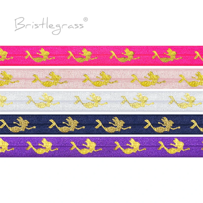 

BRISTLEGRASS 5 Yard 5/8" 15mm Skull Rainbow Foil Print FOE Foldover Elastic Spandex Band Headband Hair Tie Tutu Dress DIY Sewing