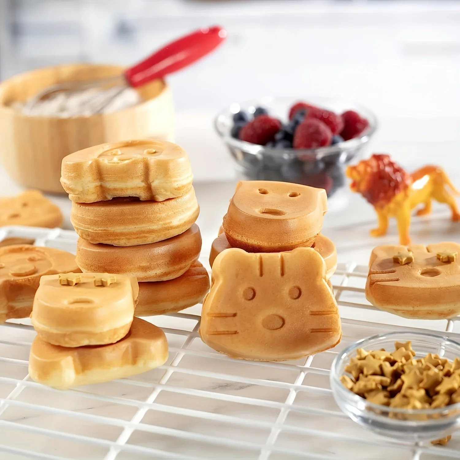 Mini Waffle Cooking Machine-Produce 7 Different Shapes of Pancakes Electric Non Stick Waffle Iron,Pan Cake Pot Roaster