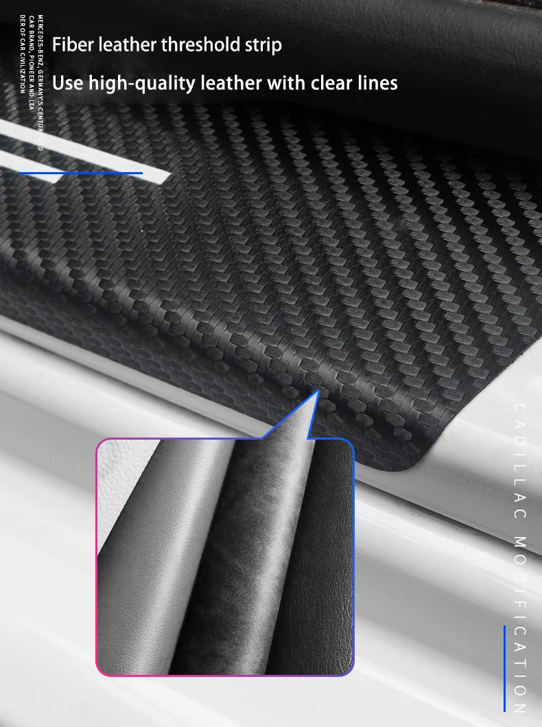 4Pcs Carbon Fiber Car Door Sill Protector Welcome Pedal Decoration Leather Stickers for Nissan Kicks P15 Auto Accessories