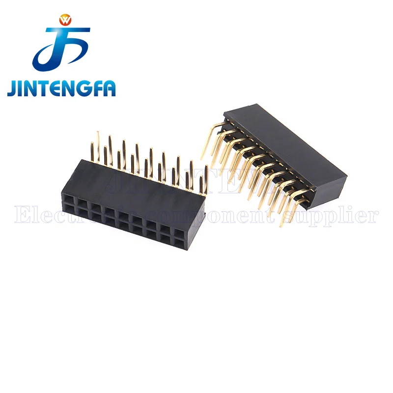 20PCS 2.54mm 90° Curved Black Double row Female Header Connector 2P 3P 4P 5P 6P 7P 8P 9P 10P 12P 16P 20P 40Pin Mother seat JST