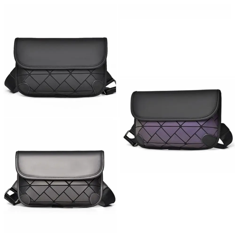 Borsa a tracolla casual con griglia in PU Borsa a tracolla da uomo multifunzione colorata Borsa da petto da uomo impermeabile di grande capacità per uomo/donna