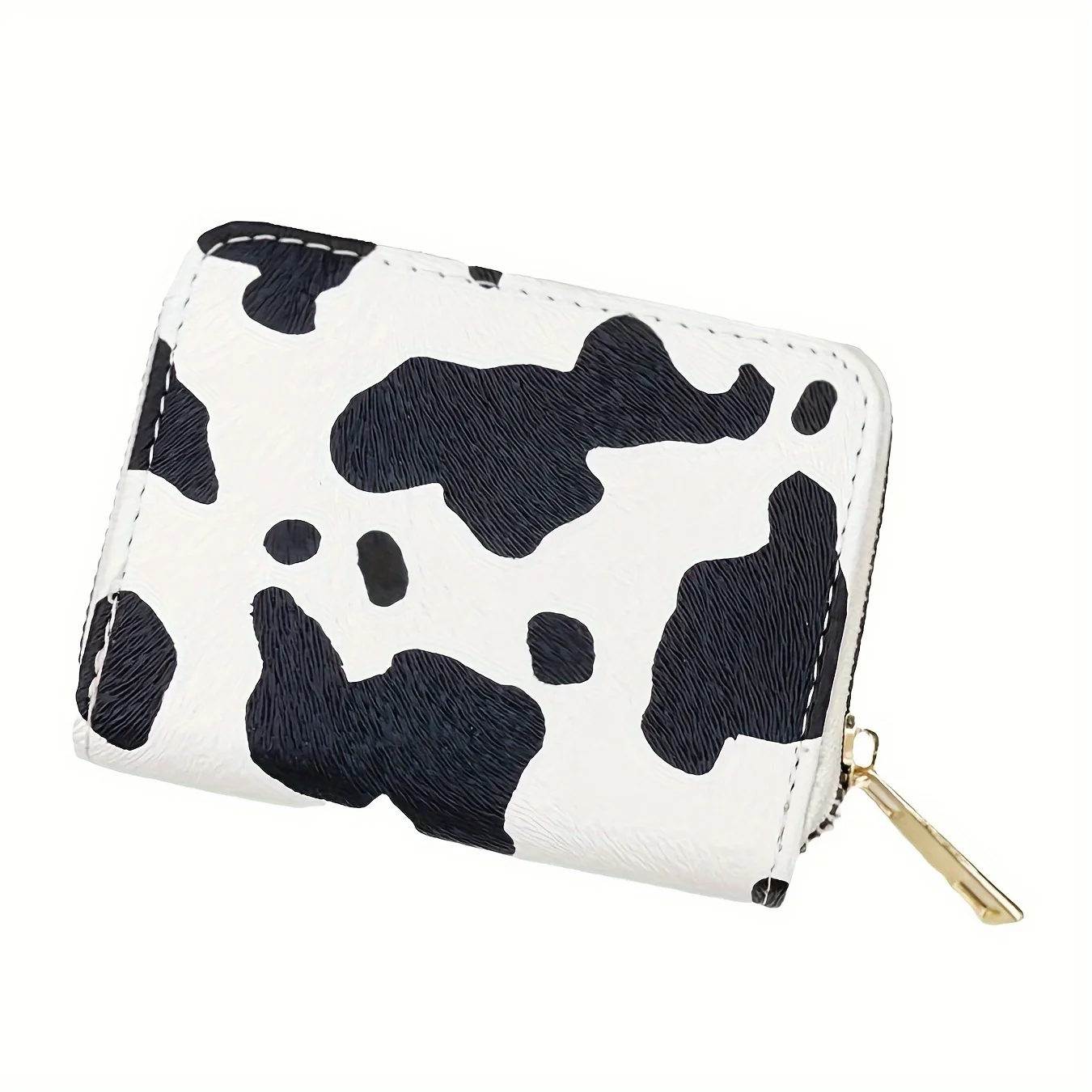 1pcs cow pattern card holder key bag coin purse zipper small bag PU wallet