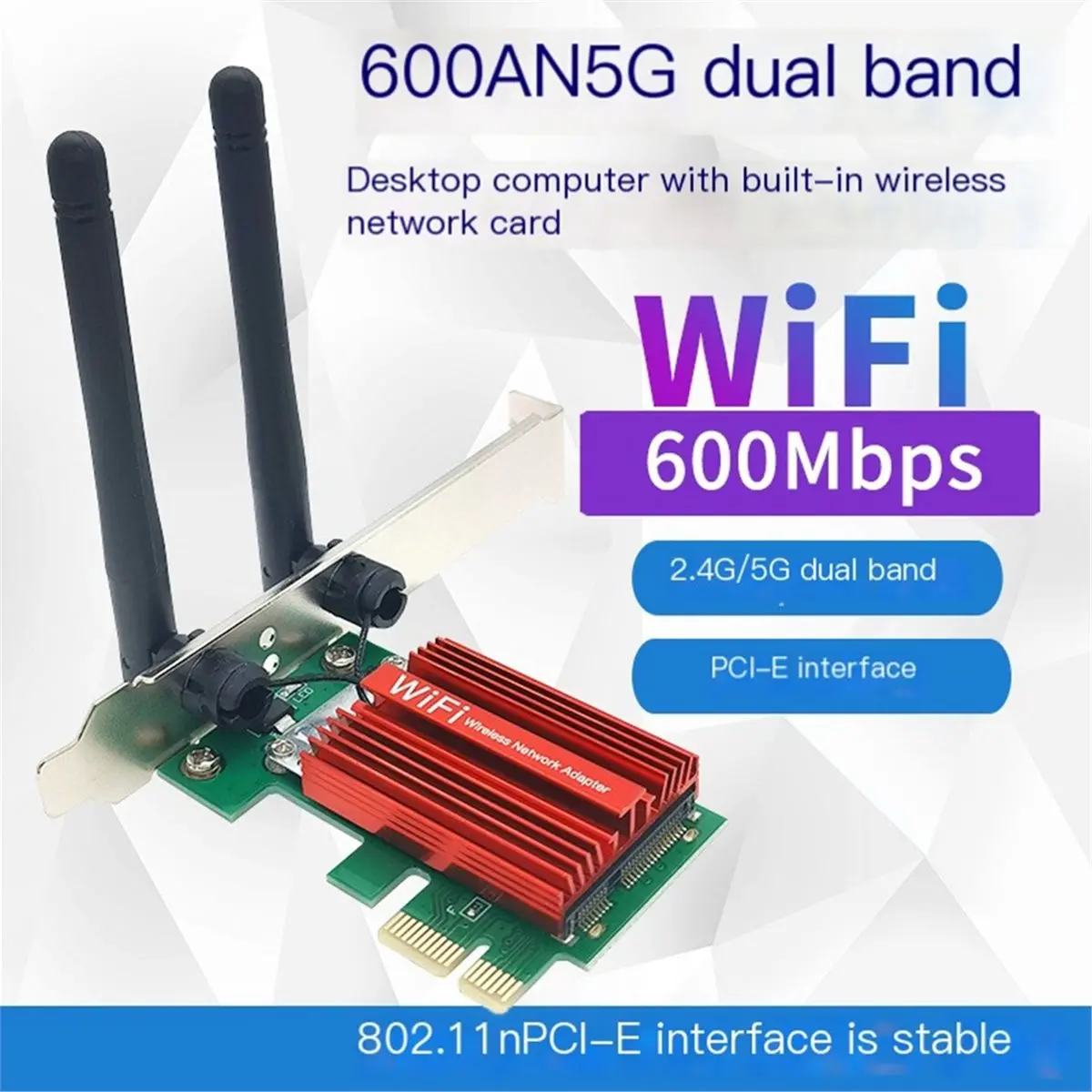 618 Mega Sale 600Mbps Network Card Dual-Band 2.4G/5G Internal Wireless Network Card for Desktop PC PCIe Wi-Fi Adapter