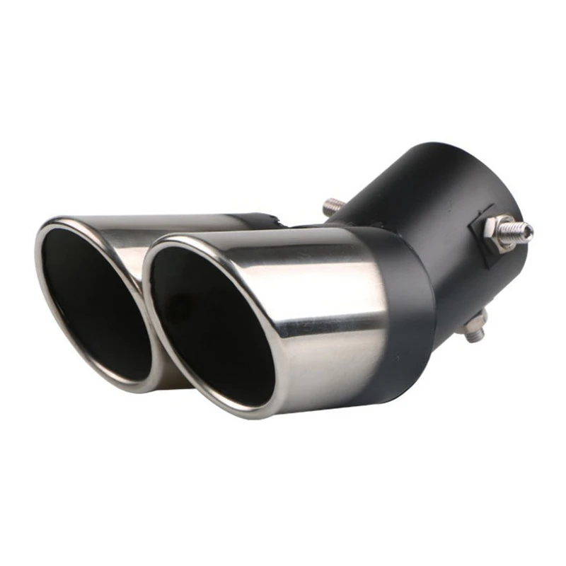 2X Car Universal 63Mm Stainless Steel Dual Outlet Exhaust Pipe Muffler Tail Throat Muffler Tip Pipe Grilled Black