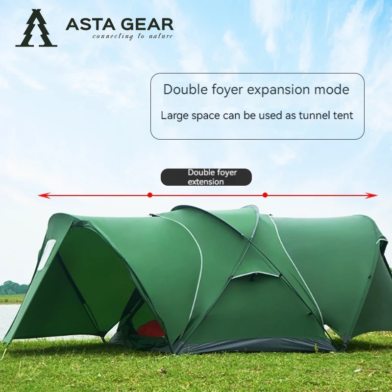 ASTA GEAR Pea Outdoor Camping Windproof and Rainproof Entrance Expansion Portable  a one-bedroom family Tent with Chimney Mouth