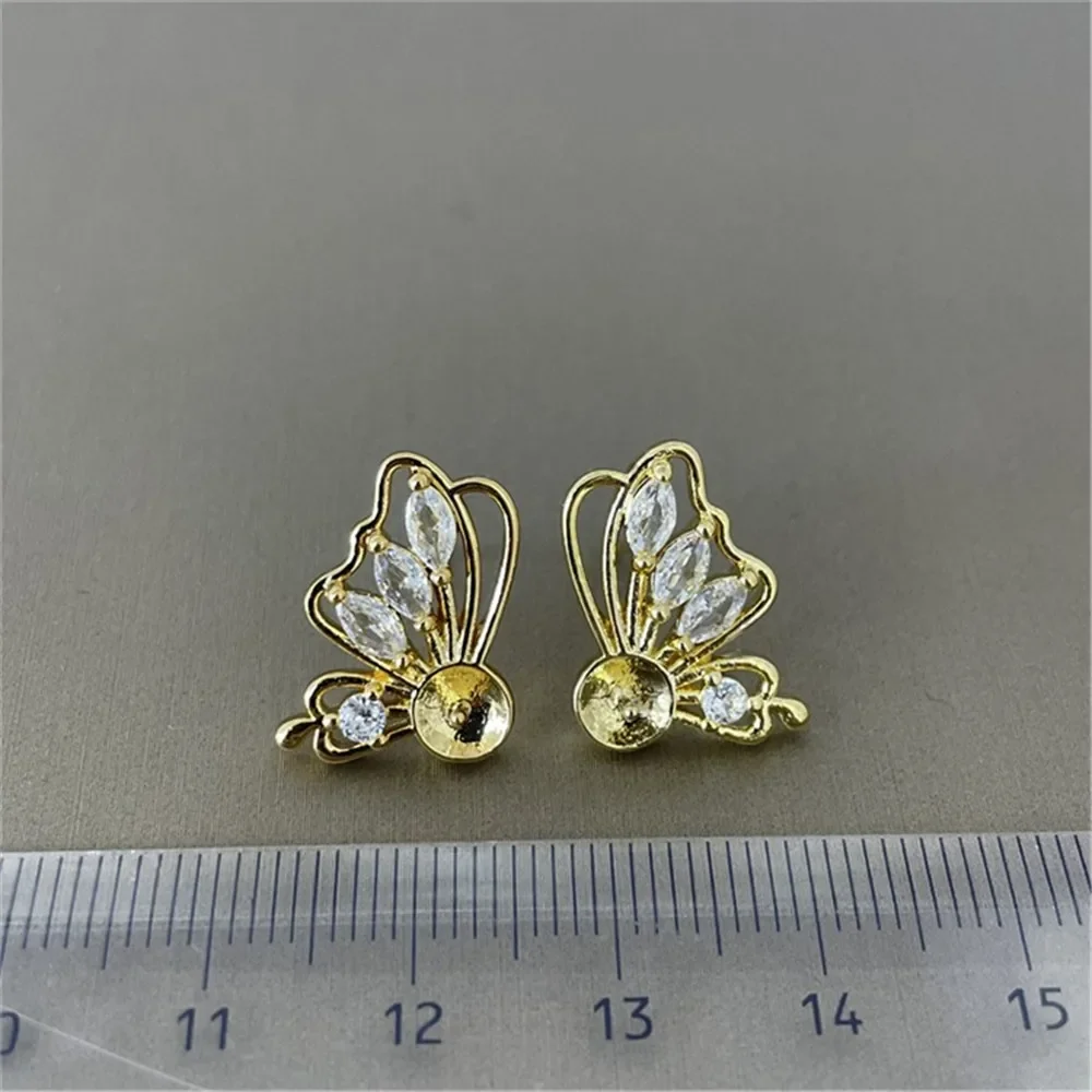 18K Gold Color Earrings Hoops High Quality Jewelry Making Supplies Diy Findings Accessories No Pearl E210