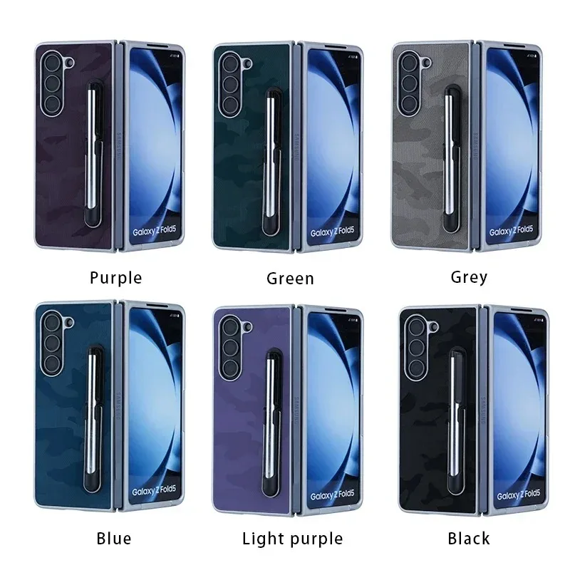 Skin Feel Pen Slot Holder phone case Suitable for Samsung Galaxy Z Fold 3 4 5 7 Fold6 Fold Shell Business Leather Matte Cover