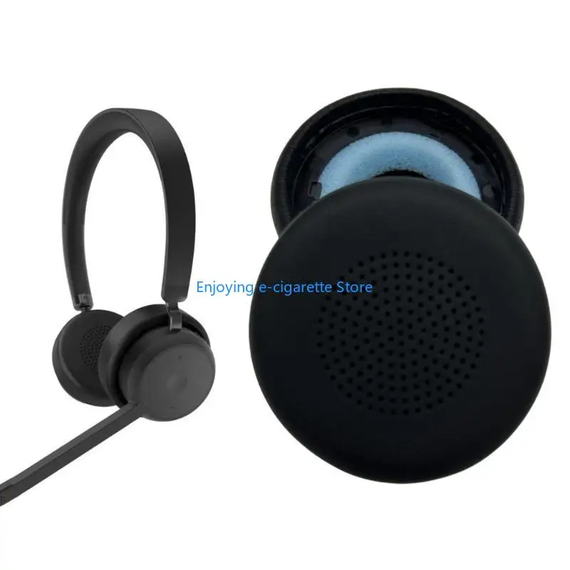 1 paar Ohr Pad Ersatz Leder Ohrpolster Ohr Kissen Schwämme Abdeckung Ohrenschützer für VOIP Drahtlose Kopfhörer Y4QF – Detail 2