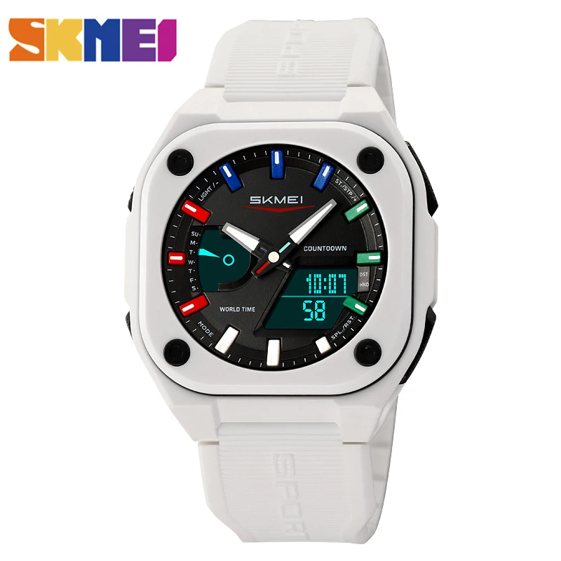 SKMEI Dual Time Electronic Movement Watch 5 Alarm Clock Daylight Saving Countdown Men's Watches Waterproof With Date Week 2328